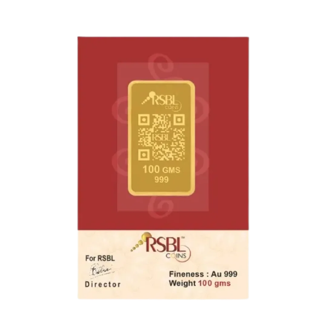 RSBL Gold Bar 100 Grams 24Kt Gold 999 Purity 003
